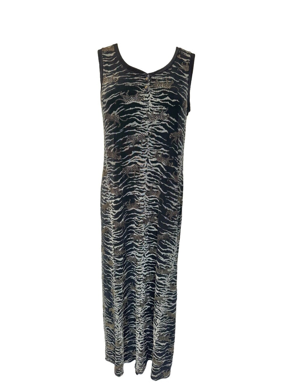 Vintage Carole Little Dress Sz 10 Or L Maxi Leopard Print USA